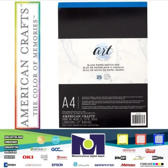 PAPER PAD - AC - ART SUPPLY BASICS - A4 - SKETCH PAD BLACK PAPER - 25 SHEETS 354846 {1}