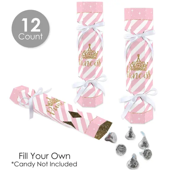 Big Dot of Happiness Little Princess Crown - No Snap Pink and Gold Princess Baby Shower or Birthday Party Table Favors - DIY Cracker Boxes - Set of 12 {4}