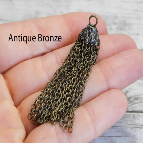 69x12mm Chain Tassel -- Choose Your Color Antique Silver(2030) {5}