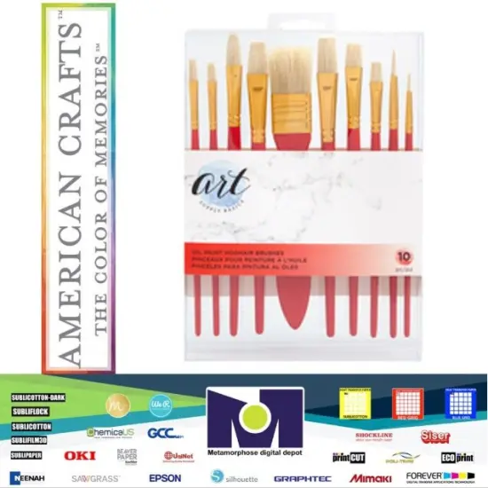 PAINT BRUSHES - AC - ART SUPPLY BASICS - OIL- HOGHAIR BRISTLES (10 PIECE) 354838 {1}