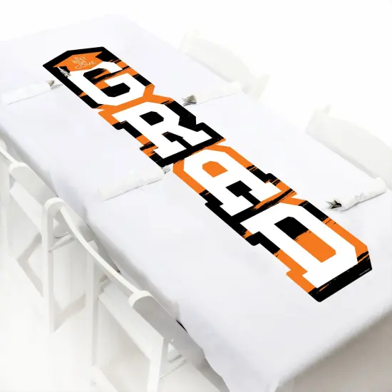 Big Dot of Happiness Orange Graduation Banner - Vertical Shaped Banner Decorations {7}