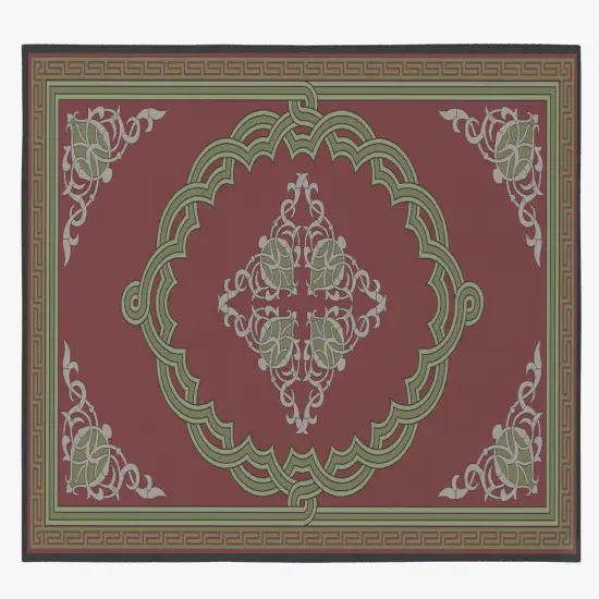 Deerlux Transitional Living Room Area Rug with Nonslip Backing, Red Medallion Pattern {2}