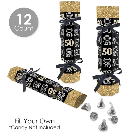 Big Dot of Happiness Adult 50th Birthday - Gold - No Snap Birthday Party Table Favors - DIY Cracker Boxes - Set of 12 {4}