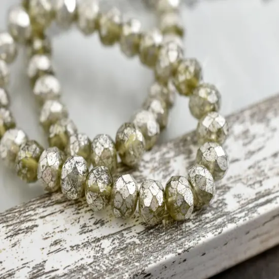 *25* 5x8mm Smokey Grey Mercury Fire Polished Rondelle Beads {5}