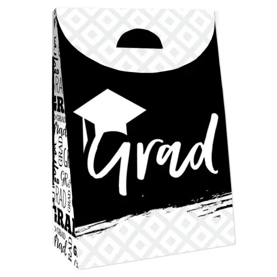 Big Dot of Happiness Black and White Grad Best is Yet to Come Graduation Gift Favor Bags Party Goodie Boxes Set of 12 {4}