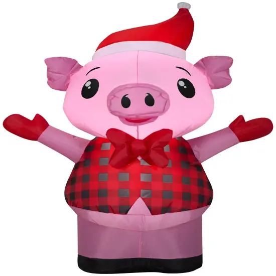 3.5' Gemmy Airblown Christmas Pig in Christmas Vest 119531 {1}