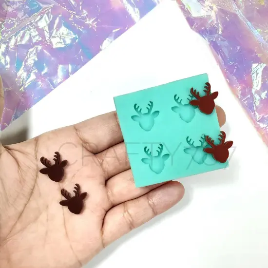Reindeer Stud Earrings Silicone Mold(A5) {5}