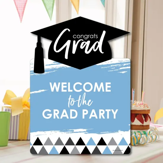 Big Dot of Happiness Light Blue Graduation Party Decorations - Grad Party Welcome Yard Sign {7}