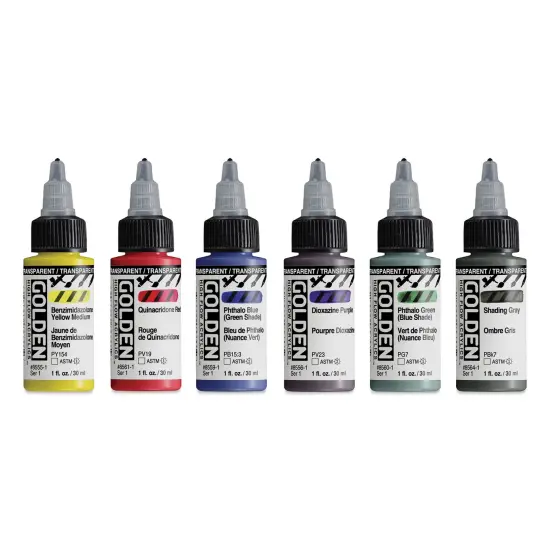 Golden High Flow Acrylics - Airbrush Set of 6, 30 ml Bottles {1}