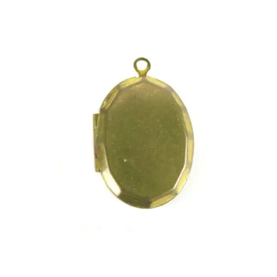 Vintage Brass Oval Locket With Faceted Edge (4x) (V514) {2}