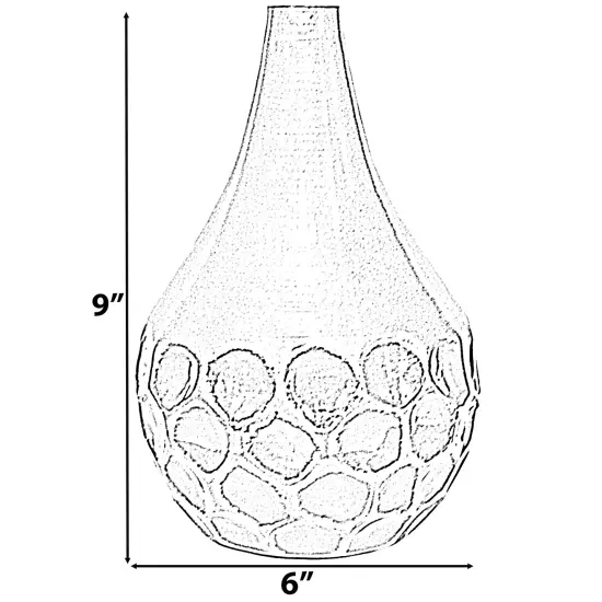 Decorative Modern Teardrop Shape Table Flower Vase with Black Honeycomb Design for Dining Table, Living Room or Bedroom {6}