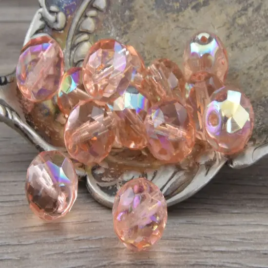 10mm Tea Rose AB Fire Polished Round Beads (16"Strand) {5}