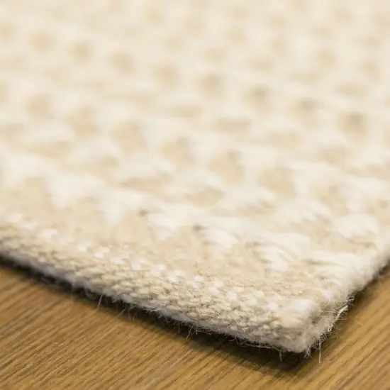 Handwoven Beige and White Geometric Wool Flatweave Kilim Rug, 2' x 3' {6}