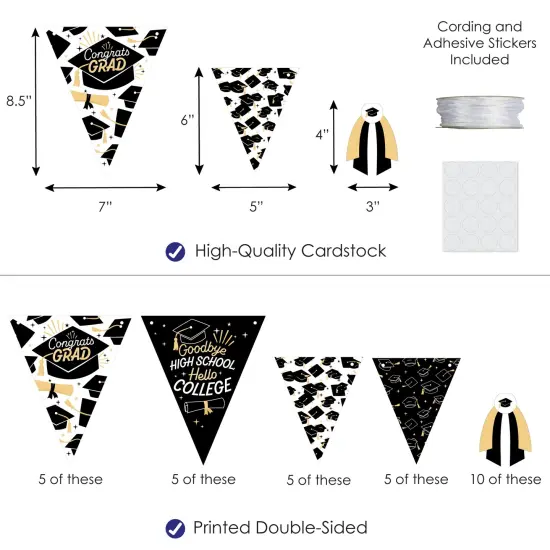 Big Dot of Happiness 30 Piece Hello College - Graduation Party Pennant Triangle Banner {4}