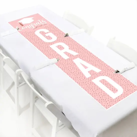 Big Dot of Happiness Rose Gold Graduation Party Door Decoration - Vertical Banner {6}