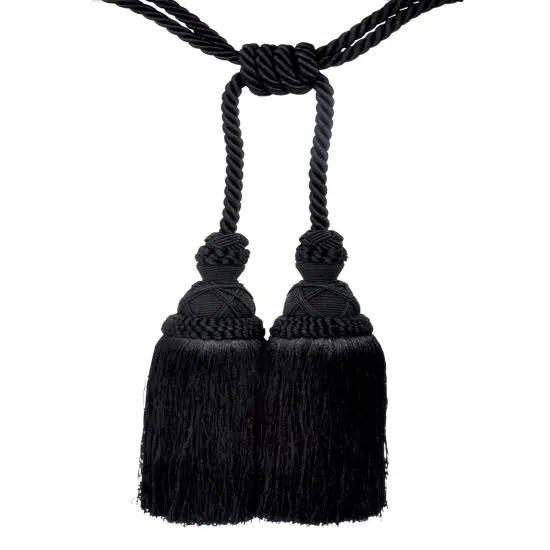 Belagio Tieback Tassel, 2 Tassels- 10&rdquo; Long with 15&rdquo; Cord , Milante Collection, Black {1}