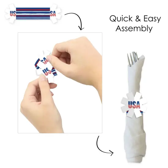 Big Dot of Happiness Stars & Stripes - Patriotic Party Paper Napkin Holder - Napkin Rings - Set of 24 {6}