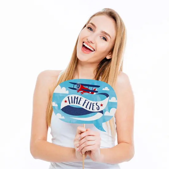 Big Dot of Happiness Taking Flight - Airplane - Vintage Plane Baby Shower or Birthday Party Photo Booth Props Kit - 20 Count {4}