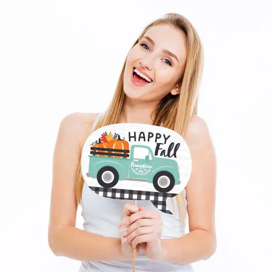 Big Dot of Happiness Happy Fall Truck - Harvest Pumpkin Party Photo Booth Props Kit - 20 Count {4}