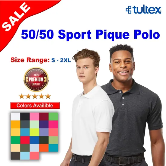 Tultex&reg; 50/50 Sport Short Sleeve Pique Polo Black {2}