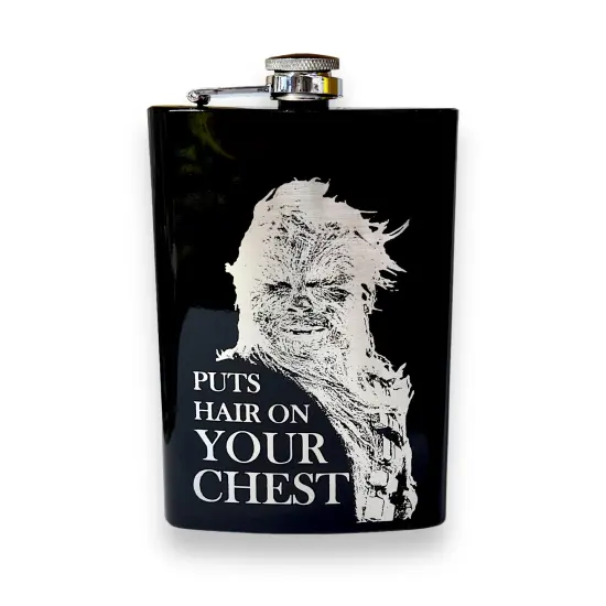 8oz Puts Hair on Your Chest Black Flask {1}