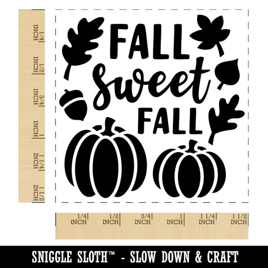 Sweet Fall Pumpkins Acorn Self-Inking Rubber Stamp Ink Stamper Red {1}