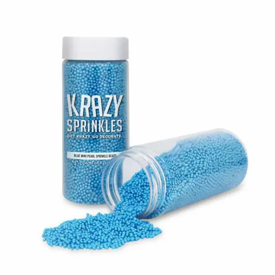 Krazy Sprinkles - Blue Pearl Mini Beads (1/2 Cup, 1x Jar) for Cakes, Ice Cream & Cookies {2}
