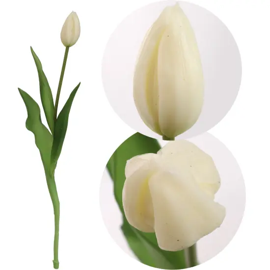 24-Pack: Real Touch Cream Tulip Bud Stem by Floral Home&reg; {2}