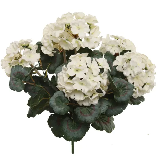 12-Pack: Soft White Geranium Bush - 7 Silk Flowers & Lush Leaves, Indoor/Outdoor Decor, DIY Floral Arrangements - Spring & Summer Display, Floral Home by Artificial Flowers {1}