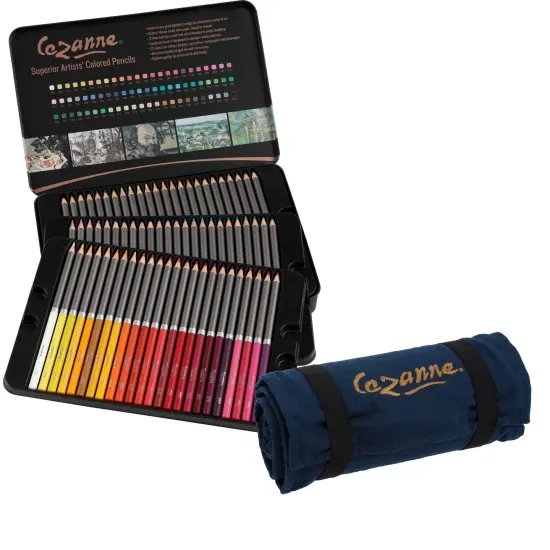 Cezanne Sets of Professional Colored Pencils with Canvas Roll-Up Case - Premium, High Pigment Colored Pencils, 3.3mm Diameter Lead and Storage Case with Zipper Pouch {2}