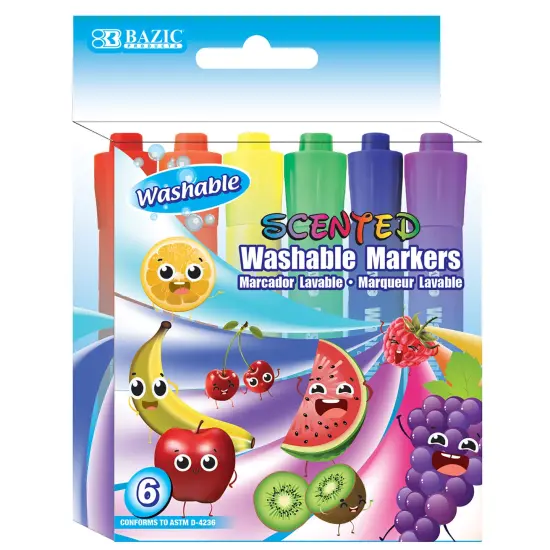 BAZIC Washable Scented Markers 6 Color {1}