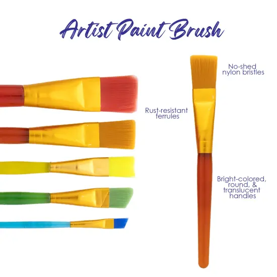 BAZIC Paint Brush Nylon w/ Translucent Handle set (5/Pack) {3}