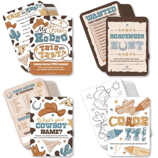 Big Dot of Happiness My First Rodeo - 4 Little Cowboy 1st Birthday Party Games - 10 Cards Each - Gamerific Bundle {1}