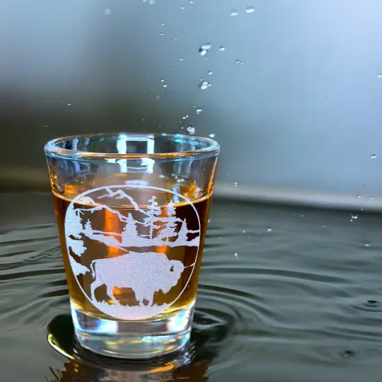 2oz Free Range American Bison Shotglass LASER {5}