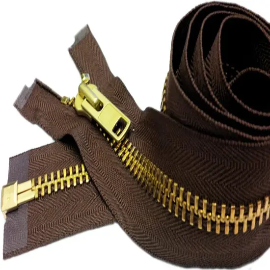 ZipperStop Wholesale Authorized Distributor YKK® 24" Extra Heavy Duty Jacket Zipper (Special Custom) YKK #10 Brass Separating ~ Color 568 Seal Brown (1 Zipper/Pack) {1}
