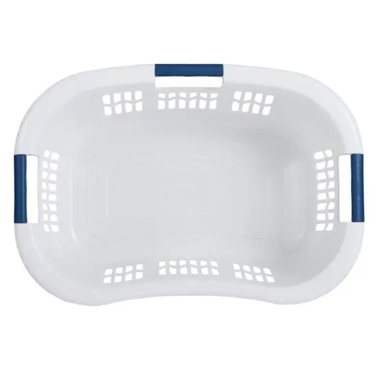 Rubbermaid Hip Hugger Laundry Basket FG299787WHT 3 Handle 1.5 Bushel 2 Pack {7}