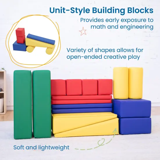Soft Builder Blocks, Foam Shapes, 16-Piece Assorted {3}