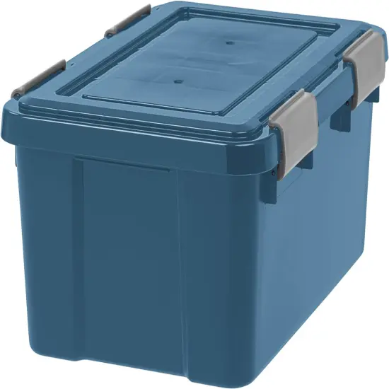 IRIS USA WEATHERPRO Airtight Plastic Storage Bin with Lid and Seal and Secure Latching Buckles, Navy {1}