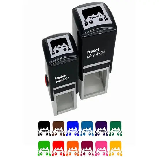 Peeking Frankenstein Halloween Self-Inking Rubber Stamp Ink Stamper Black {7}