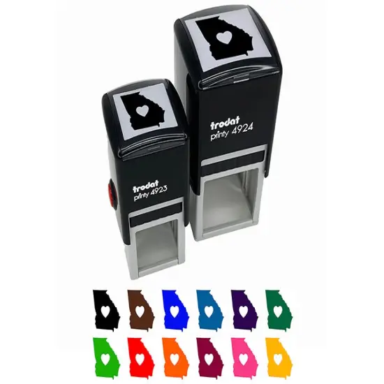 Georgia State with Heart Self-Inking Rubber Stamp Ink Stamper Black {7}
