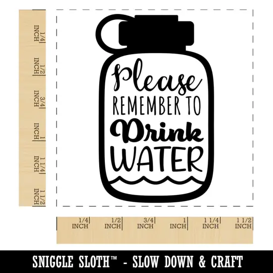 Please Remember to Drink Water Bottle Self-Inking Rubber Stamp Ink Stamper Red {1}