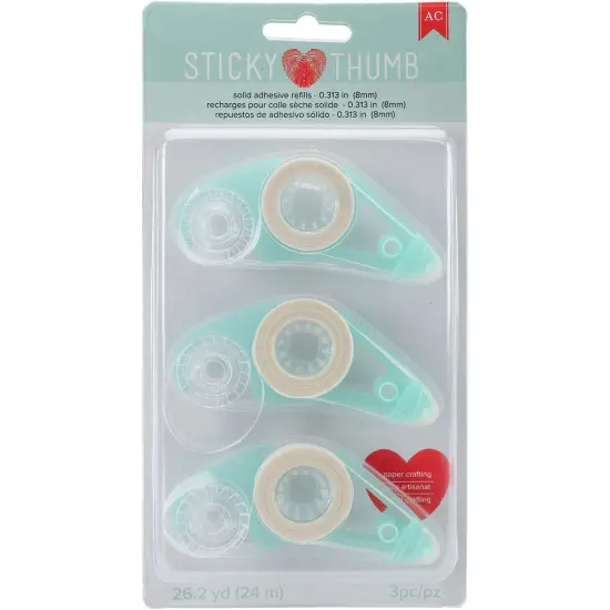 Sticky Thumb Adhesive Refills 3/Pkg-Permanent Solid 26.2yd {1}