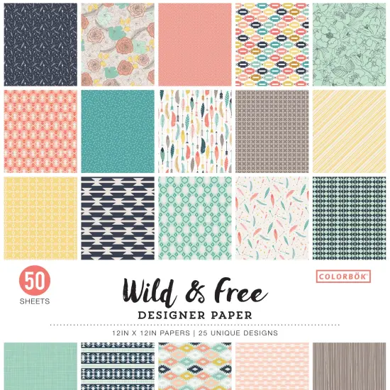 Colorbok 68lb Designer Single-Sided Paper 12"X12" 50/Pkg-Wild & Free, 25 Designs/2 Each {1}