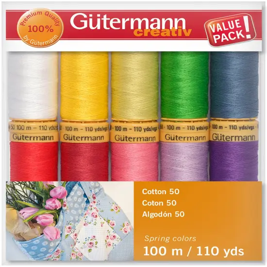 Gutermann Cotton 50 Thread Set - 10 Spools-Spring {1}