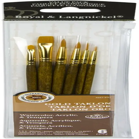 Royal & Langnickel(R) Gold Taklon Value Pack Brush Set-6/Pkg {1}