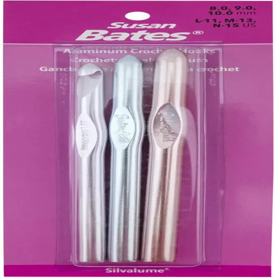 Susan Bates Silvalume Aluminum Crochet Hook Set-Sizes L11 To N15 {1}