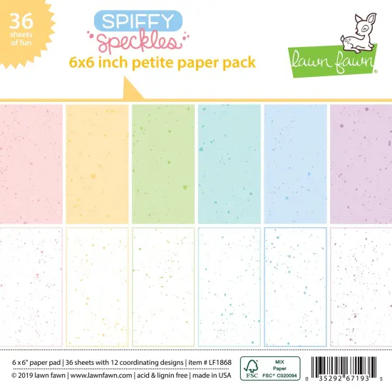 Lawn Fawn Single-Sided Petite Paper Pack 6"X6" 36/Pkg-Spiffy Speckles, 12 Designs/3 Each {1}