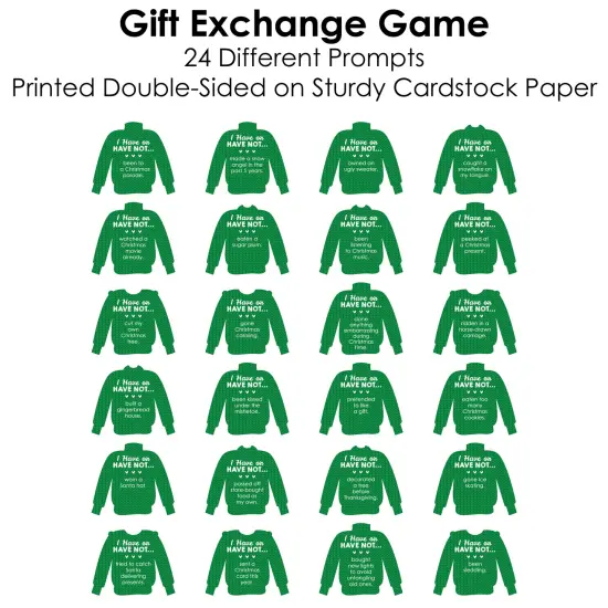 Big Dot of Happiness Ugly Sweater - Holiday and Christmas Party Have or Have Not Cards - Christmas Gift Exchange Game - Set of 24 {4}