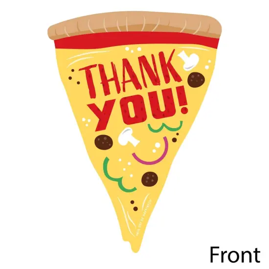 Big Dot of Happiness Pizza Party Time - Shaped Thank You Cards - Baby Shower or Birthday Party Thank You Note Cards with Envelopes - Set of 12 {4}