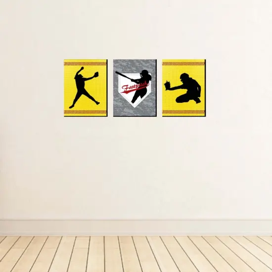 Big Dot of Happiness Grand Slam - Fastpitch Softball - Sports Nursery Wall Art, Kids Room Decor & Game Room Decor - 7.5 x 10 inches - Set of 3 Prints {4}
